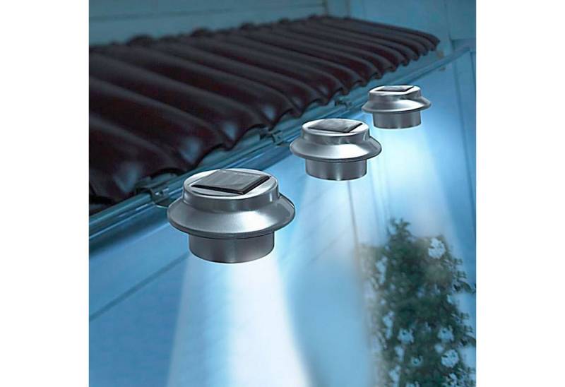 BURI Gartenleuchte LED Dachrinnenleuchten 3er-Set aus Edelstahl Zaunleuchte Wegelicht von BURI