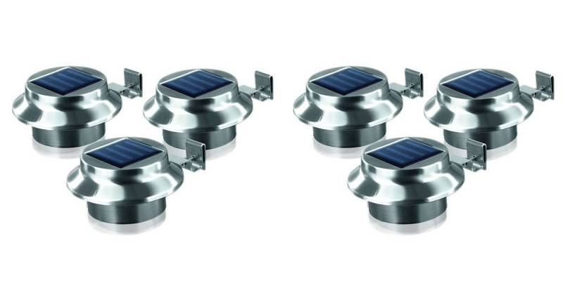 BURI Gartenleuchte LED Dachrinnenleuchten 6er-Set aus Edelstahl Zaunleuchte Wegelicht Sol von BURI