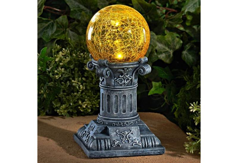 BURI LED Dekolicht LED-Solarkugel Crackleglas 22cm Solarlampe Solarleuchte Gartenleuchte von BURI