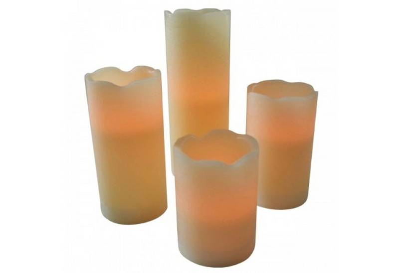 BURI Tafelkerze LED Wachskerzen 4er-Set mit Flackerlicht Wachskerze Kerzenset Stumpenk von BURI