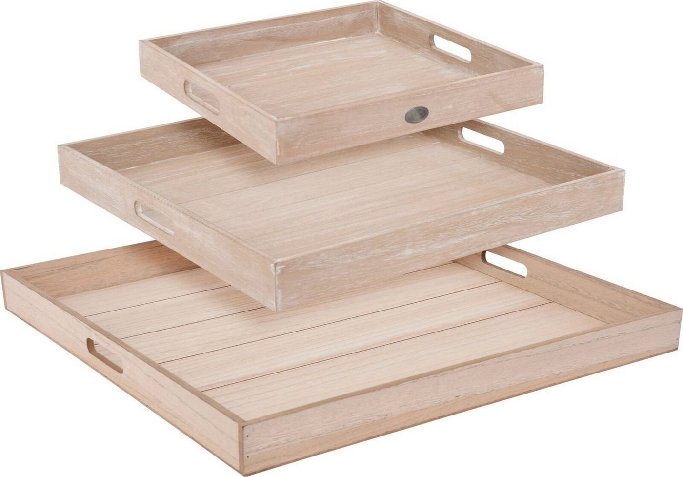 BURI Dekoteller XXL Holz Tablett-Set 3tlg Serviertablett Betttablett Hockertablett Dek von BURI