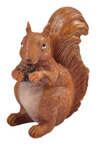 BURI Eichhörnchen mit Zapfen Dekofigur Tierfigur Gartenfigur Gartendeko Herbstdeko von BURI