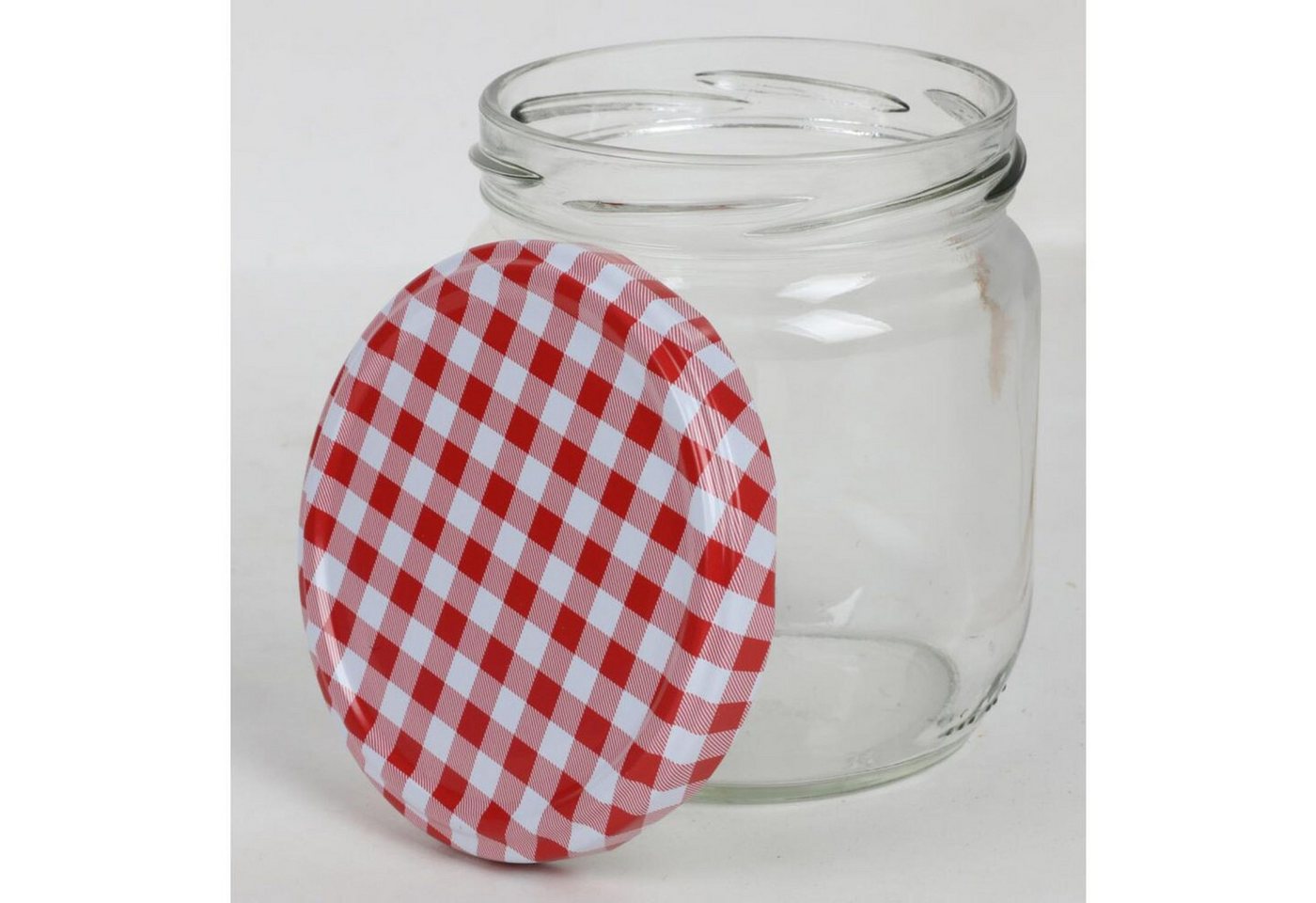 BURI Einmachglas 24x Einmachglas Deckel Kariert Einwecken Vorratsgefäß Frischhalten, Glas BURI Einmachglas 24x Einmachglas Deckel Kariert Einwecken Vorratsgefäß Frischhalten, Glas von BURI