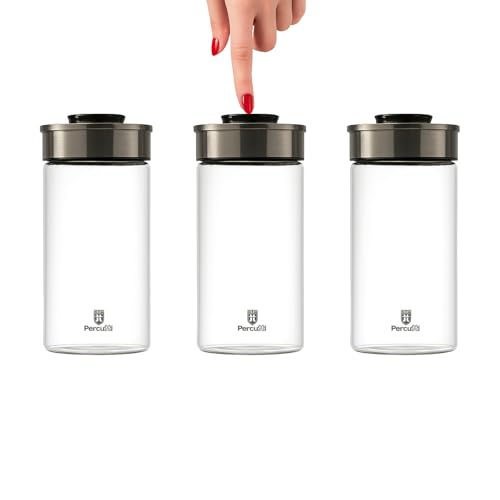 BURI Einmachglas Vorratsglas Vakuumglas 3er Set 1950ml | Vorratsdosen Glas mit Edelstahl Deckel & Vakuum Klick-Mechanismus | Luftdicht mottensicher stapelbar spülmaschinenfest auslaufsicher BURI Einmachglas Vorratsglas Vakuumglas 3er Set 1950ml | Vorratsdosen Glas mit Edelstahl Deckel & Vakuum Klick-Mechanismus | Luftdicht mottensicher stapelbar spülmaschinenfest auslaufsicher von BURI