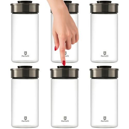 BURI Einmachglas Vorratsglas Vakuumglas 6er Set 1950ml | Vorratsdosen Glas mit Edelstahl Deckel & Vakuum Klick-Mechanismus | Luftdicht mottensicher stapelbar spülmaschinenfest auslaufsicher BURI Einmachglas Vorratsglas Vakuumglas 6er Set 1950ml | Vorratsdosen Glas mit Edelstahl Deckel & Vakuum Klick-Mechanismus | Luftdicht mottensicher stapelbar spülmaschinenfest auslaufsicher von BURI