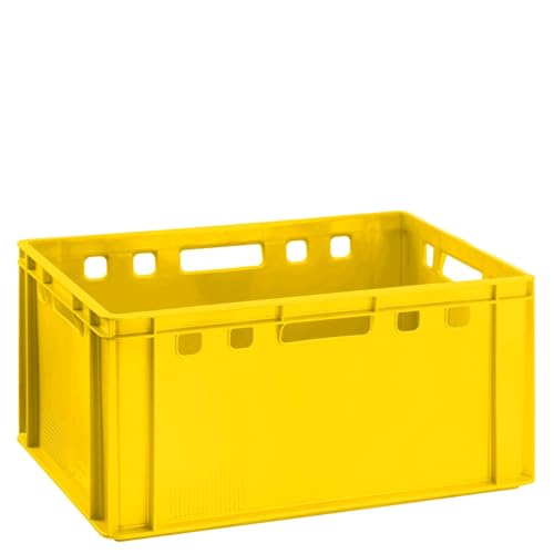 BURI Fleischkiste E3 gelb 60x40x30cm Lagerkiste Eurobox hoch aus Deutschland lebensmittelecht, robust, stapelbar von BURI