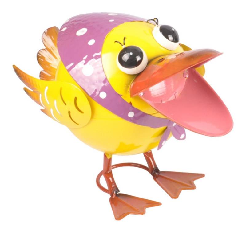 BURI Gartenfigur Garten Dekofigur bunter Vogel aus Metall Gartendeko Gartenfigur Metall, Vogel gelb von BURI