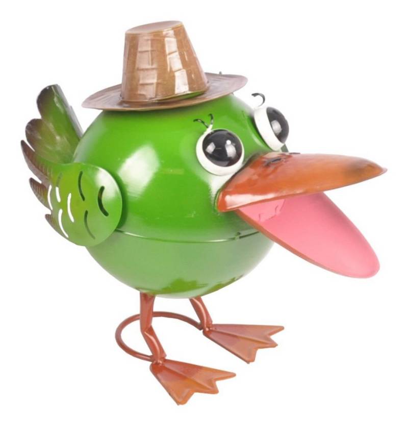 BURI Gartenfigur Garten Dekofigur bunter Vogel aus Metall Gartendeko Gartenfigur Metall, Vogel grün von BURI