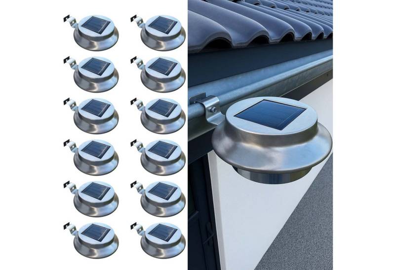 BURI Gartenleuchte 12er Set Dachrinnenleuchte LED Solar Lichtsensor Regenrinne IP44 von BURI