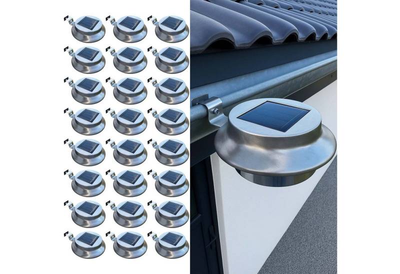 BURI Gartenleuchte 24er Set Dachrinnenleuchte LED Solar Lichtsensor Regenrinne IP44 von BURI