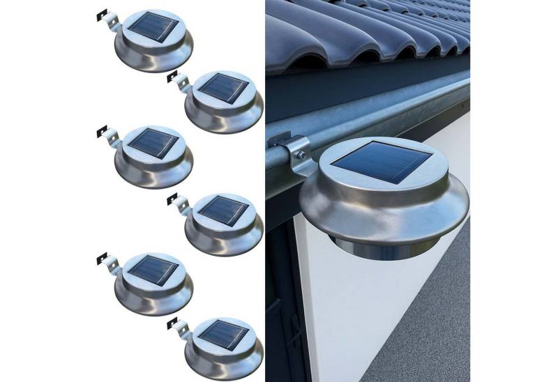 BURI Gartenleuchte 6er Set Dachrinnenleuchte LED Solar Lichtsensor Regenrinne IP44 von BURI