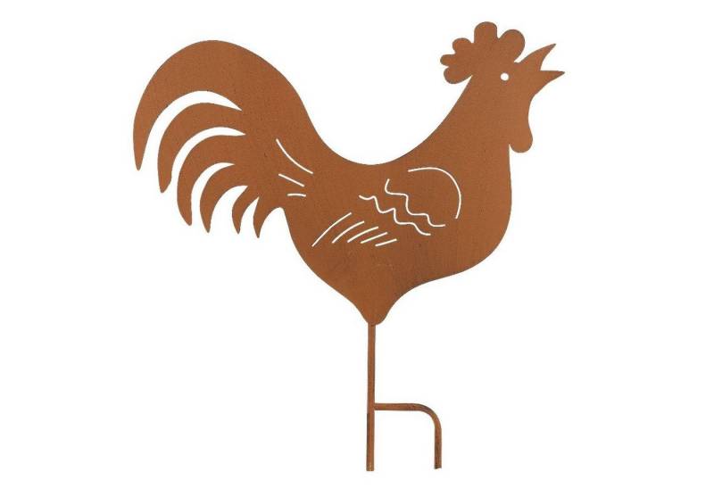 BURI Gartenstecker Metall-Gartenstecker Hahn Rostbraun Beetstecker Gartendeko Gartenfigur von BURI