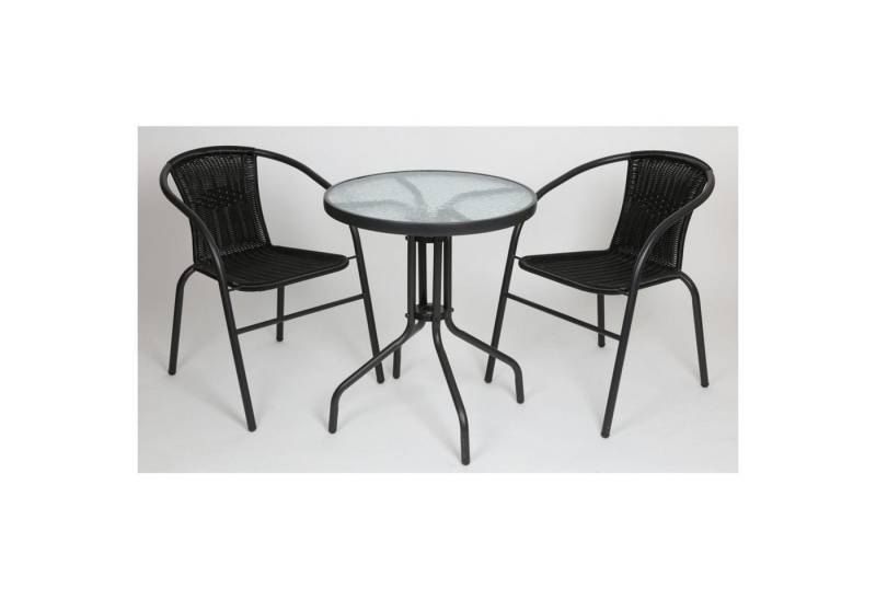 BURI Gartenstuhl 3er Set Bistro Stühle und Tisch schwarz Stahl Stapelstuhl Garten BURI Gartenstuhl 3er Set Bistro Stühle und Tisch schwarz Stahl Stapelstuhl Garten von BURI