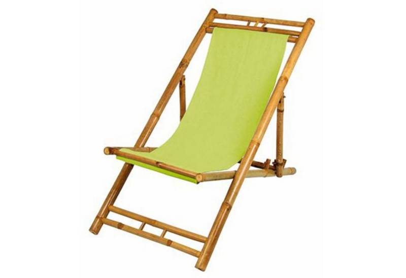 BURI Gartenstuhl Bambus Relax Liegestuhl Grün Strandstuhl Terrassenliege Gartenstuhl von BURI