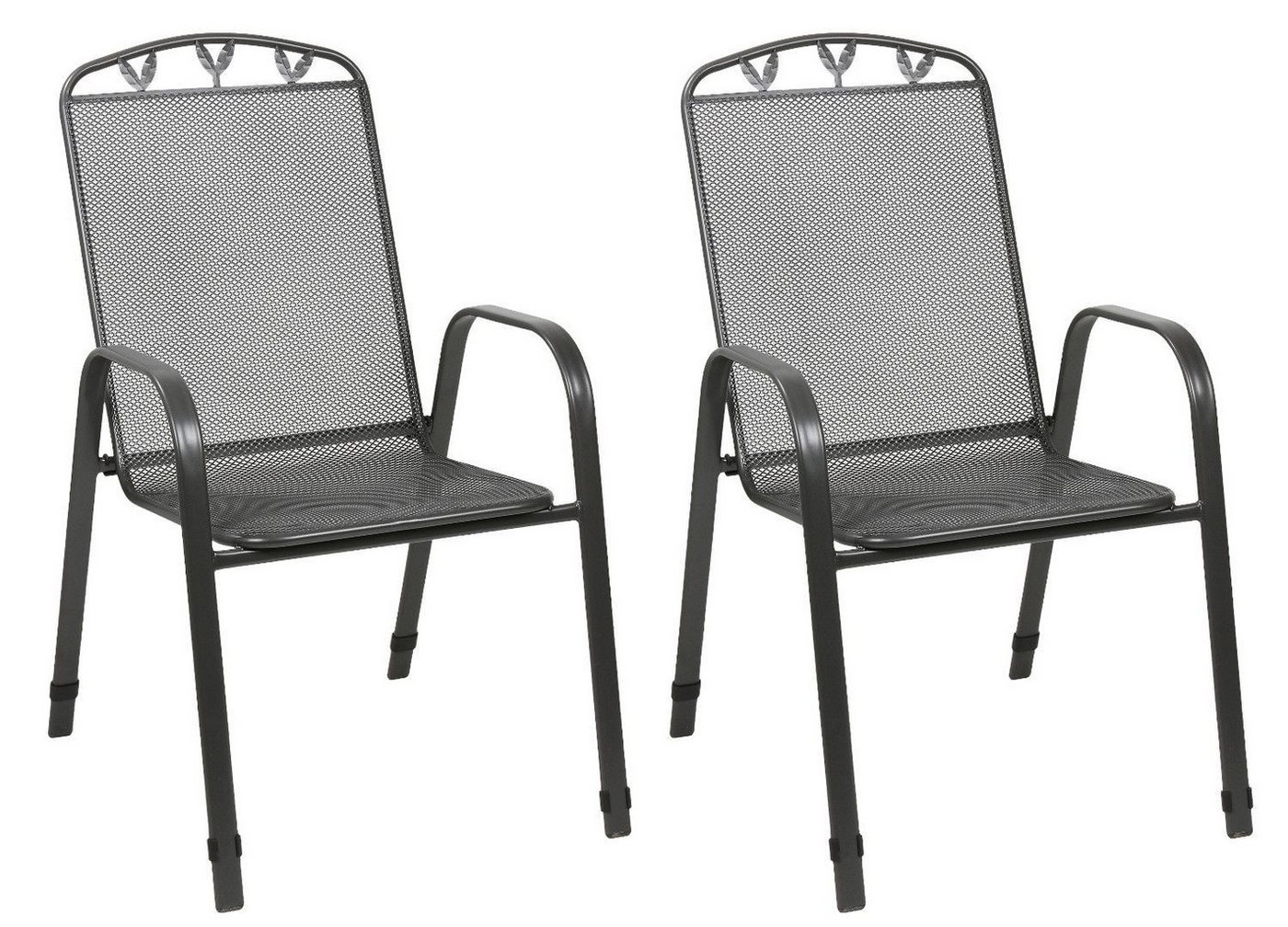 BURI Gartenstuhl Metall Stapelstühle 2er-Set Anthrazit Gartenstühle Terrassenstühle von BURI