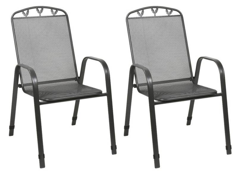 BURI Gartenstuhl Metall Stapelstühle 2er-Set Anthrazit Gartenstühle Terrassenstühle von BURI