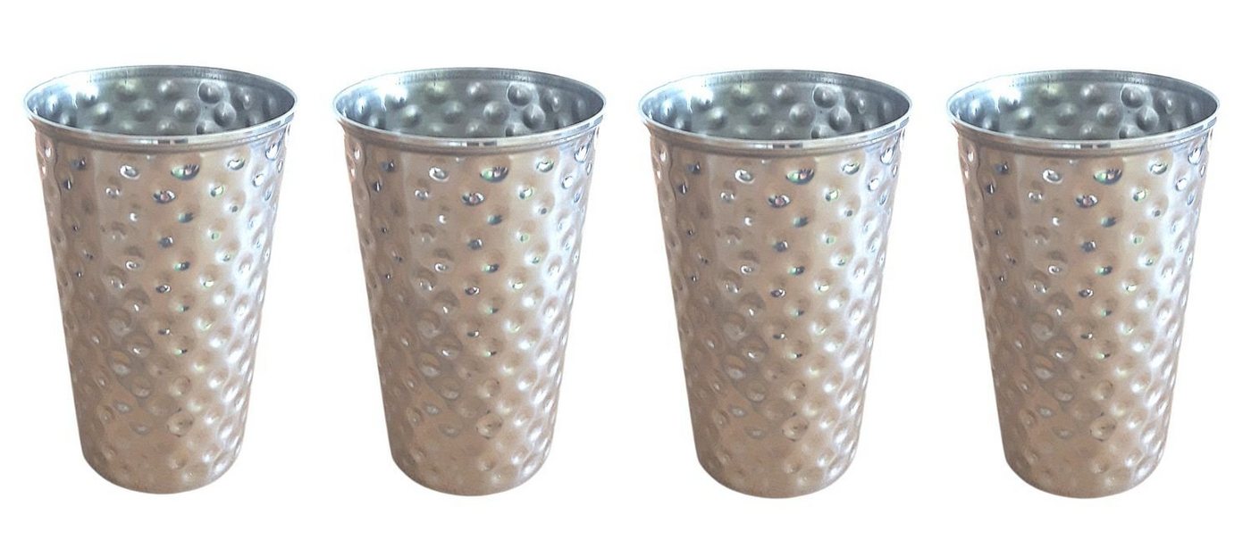 BURI Glas Edelstahl Becher 500ml 4er-Set gehämmert Trinkbecher Metallbecher Camp, Edelstahl BURI Glas Edelstahl Becher 500ml 4er-Set gehämmert Trinkbecher Metallbecher Camp, Edelstahl von BURI