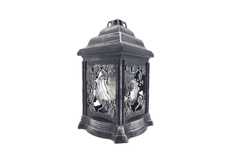 BURI Kerzenlaterne Grablaterne mit Öllicht 26cm Silber Grabschmuck Grabkerzen Grablicht von BURI