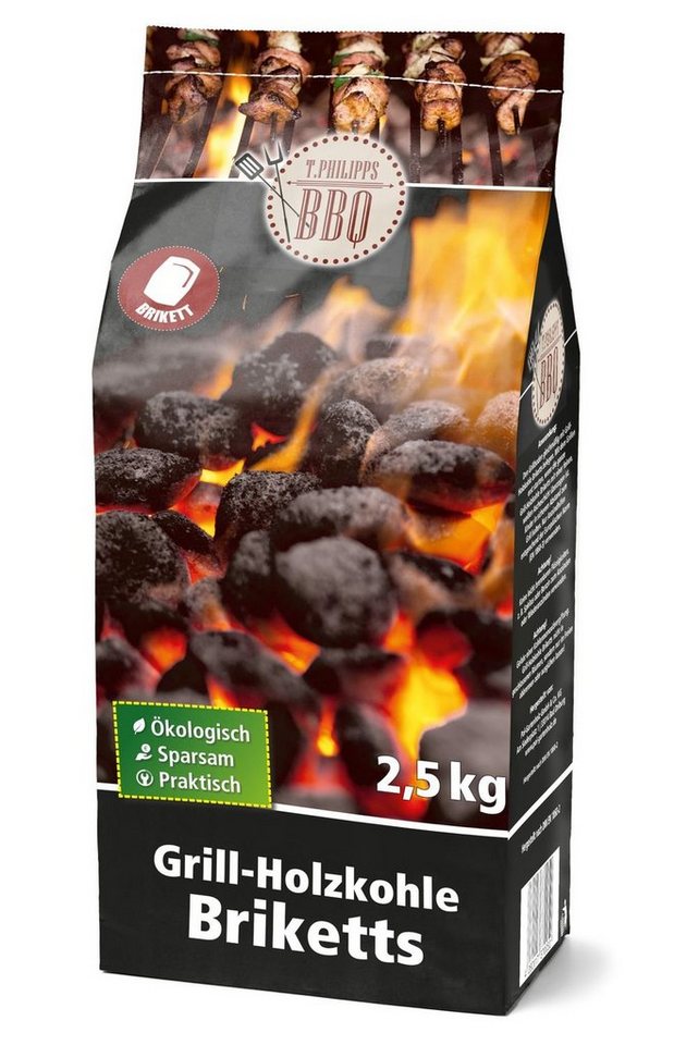 BURI Grillanzünder Grill-Holzkohle-Briketts 2,5kg Grillbriketts Holzkohle Grillkohle Deut von BURI