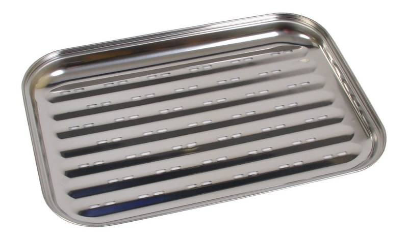 BURI Grillschale BBQ-Grillschale aus Edelstahl 35x24cm Grillzubehör Pfanne Gemüseschale von BURI