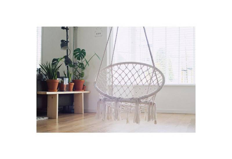 BURI Hängematte 4x Hängesitz 'BOHO' Hängestuhl weiß Hängeschaukel Hängesessel von BURI