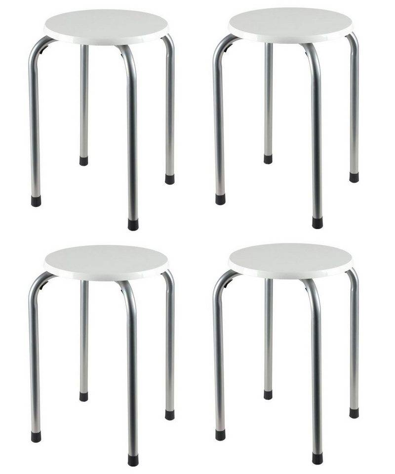 BURI Hocker Stapelhocker weiß 4er-Set Stapelstuhl Partyhocker Gästehocker Sitzhock BURI Hocker Stapelhocker weiß 4er-Set Stapelstuhl Partyhocker Gästehocker Sitzhock von BURI