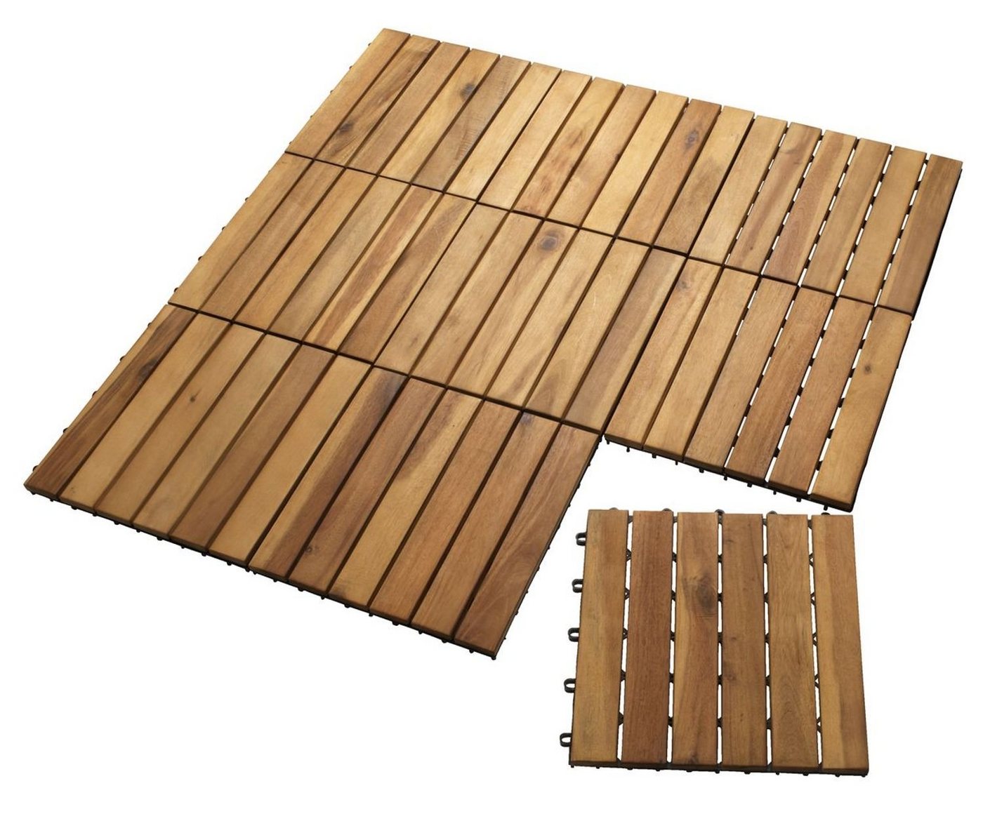 BURI Holzfliesen 1m² BURI® Holzfliesen 30x30 Akazienholz Holz Fliesen Terrassenfliesen von BURI
