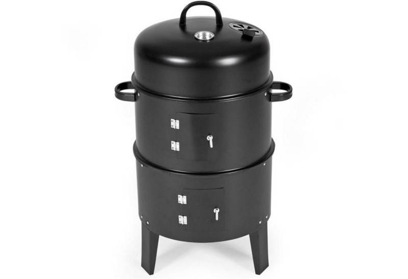 BURI Holzkohlegrill Gartengrill + Räucherofen Holzkohlegrill Grillrost verchromt Räuchern von BURI