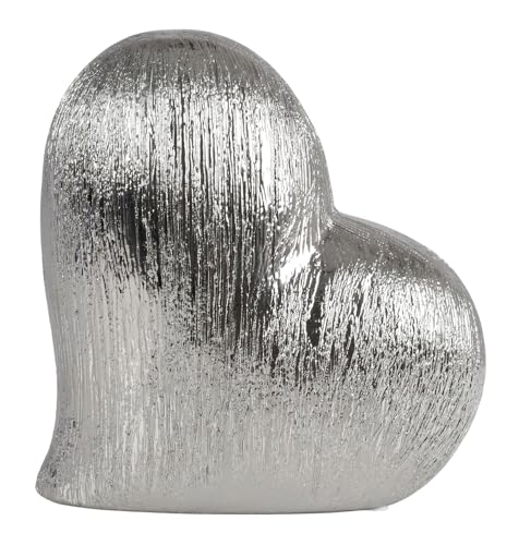 BURI Keramik Deko-Herz in Silber Dekoelement Dekoration Raumschmuck Raumdekoration von BURI