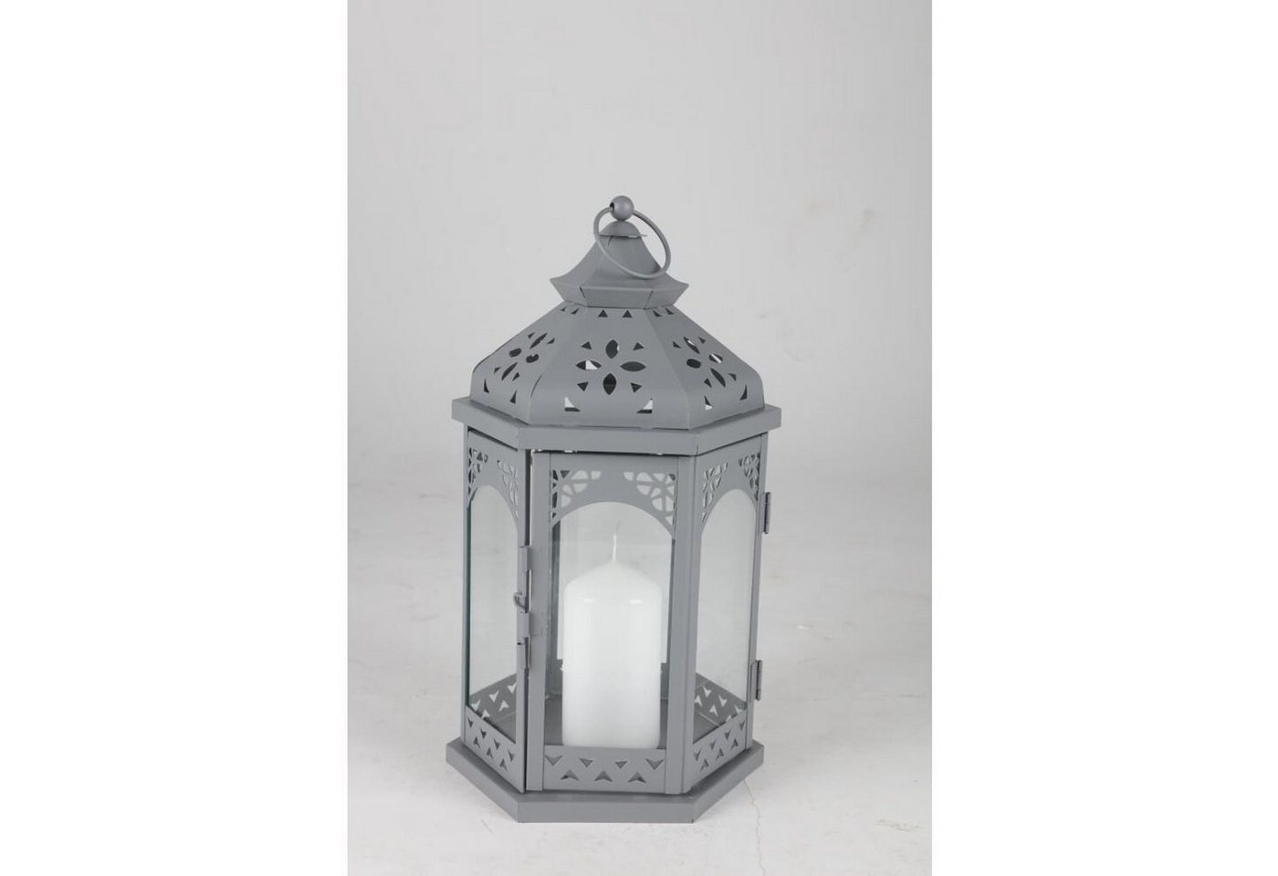 BURI Kerzenlaterne 4x Laterne Metall Grau Kerzenhalter Innen Dekoration Lampe Windlicht B von BURI