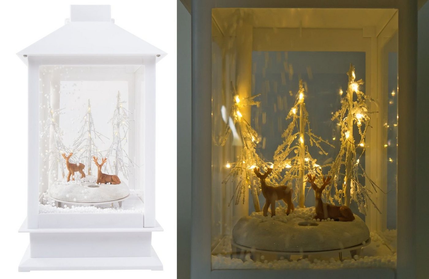 BURI Kerzenlaterne LED-Laterne schneiender Winterwald Weihnachtsdeko Fensterdeko Tanne von BURI