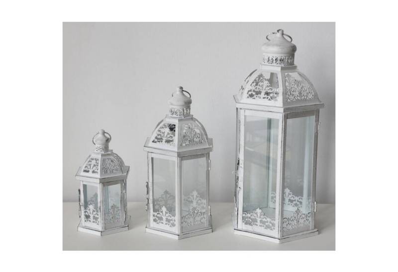 BURI Kerzenlaterne Metall Laterne Oriental 3er Set Weiß Innendekoration Lampe Windlicht von BURI