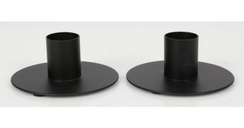 BURI Kerzenständer BURI Stabkerzenhalter 2er Set Schwarz Metall Teelichter Innen Ständer von BURI