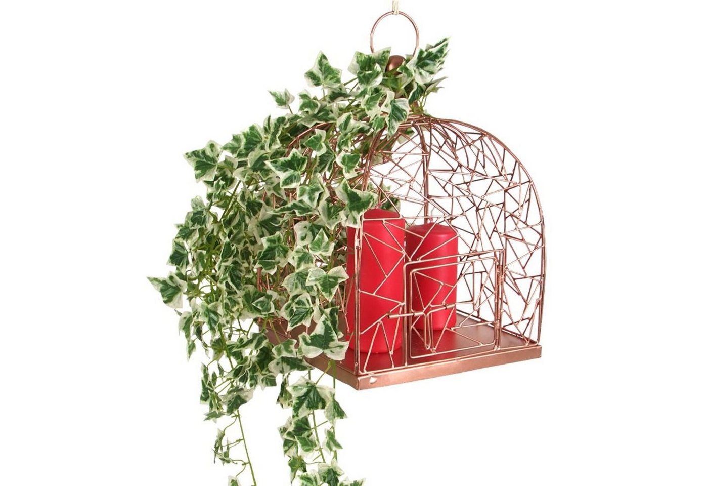 BURI Kerzenständer Deko-Vogelkäfig 22x32cm Kupferfarben Pflanzkäfig Blumenkorb Kerzenhalt von BURI