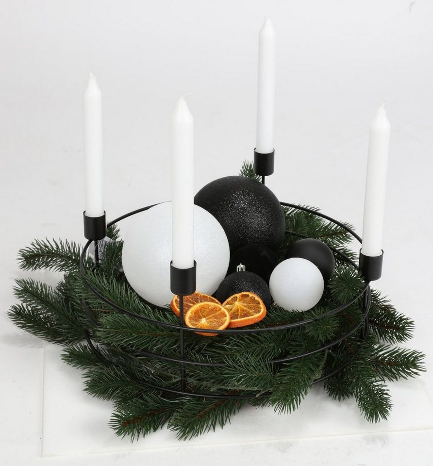 BURI Kerzenständer Metall-Adventskranz Ø33cm mit Metallstreben Weihnachtsdeko Kerzenhalte von BURI