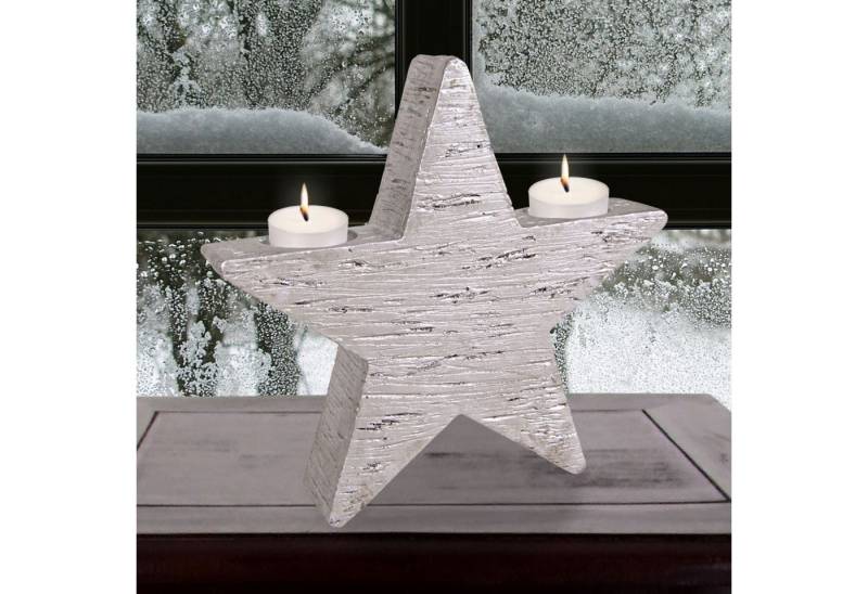 BURI Kerzenständer Teelichthalter Stern 21cm Adventsstern Weihnachtsdeko Adventsdeko Kerz von BURI