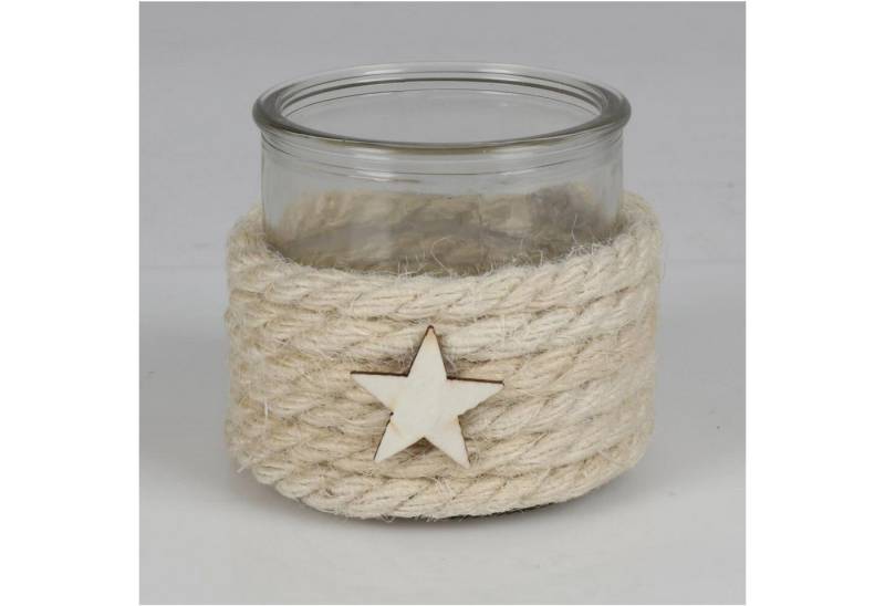 BURI Kerzenständer Teelichthalter mit Dekoschnur und Holzstern Kerzenhalter Teelicht BURI Kerzenständer Teelichthalter mit Dekoschnur und Holzstern Kerzenhalter Teelicht von BURI