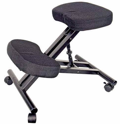 BURI Kniestuhl höhenverstellbar 50-65cm Bürostuhl Schreibtischstuhl Computerstuhl Gesundheitsstuhl Hocker zum Hinknien Sitzhocker Metallgestell Ergonomic Kneeling Chair gepolstert mit Rollen schwarz von BURI