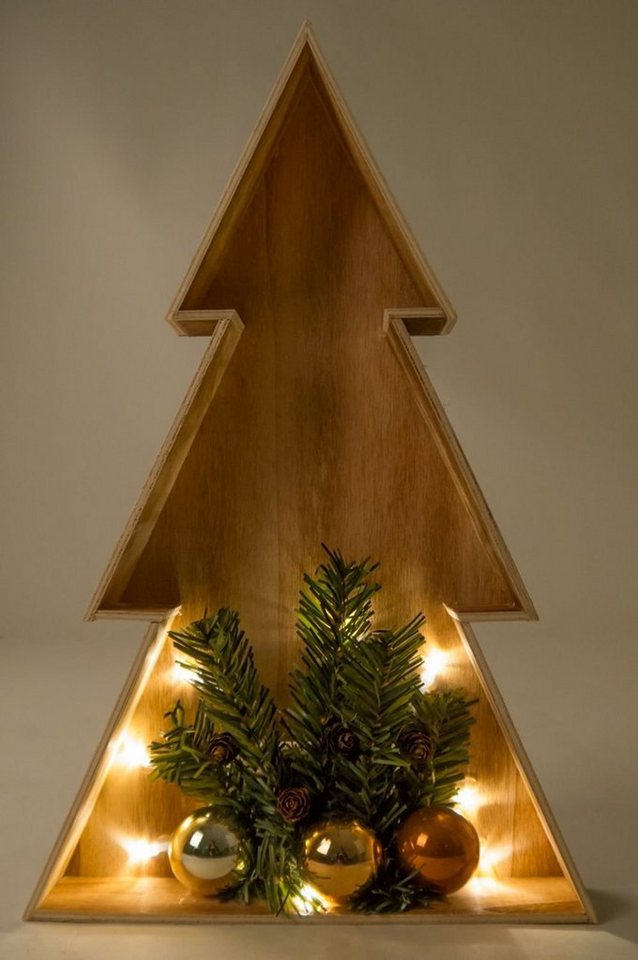 BURI Künstlicher Weihnachtsbaum 3D LED-Holz-Weihnachtsbaum 38cm Weihnachtsdeko Fensterbild Wanddeko von BURI