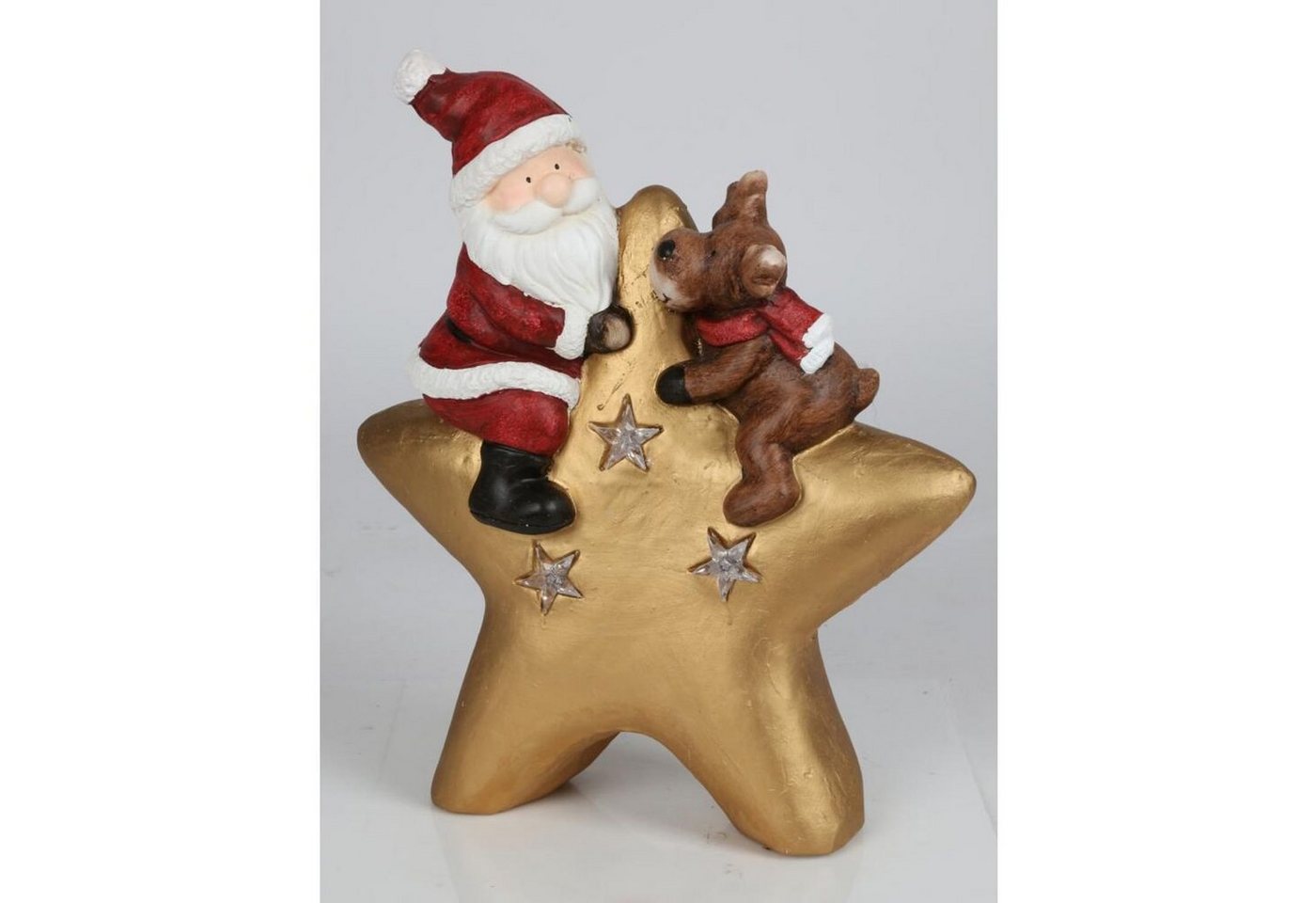 BURI Kugelleuchte Dekofigur LED Stern mit Weihnachtsmann & Rentier Dekoration von BURI