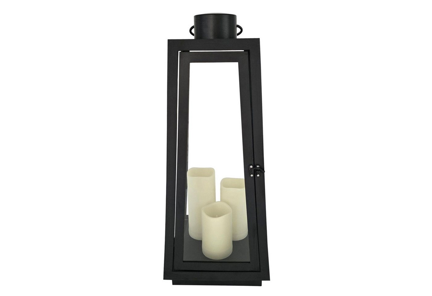 BURI Kugelleuchte LED Laterne 3 LEDs Timer 60cm Schwarz Metall Kerzenhalter Windlichter von BURI