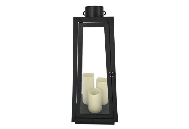 BURI Kugelleuchte LED Laterne 3 LEDs Timer 60cm Schwarz Metall Kerzenhalter Windlichter von BURI