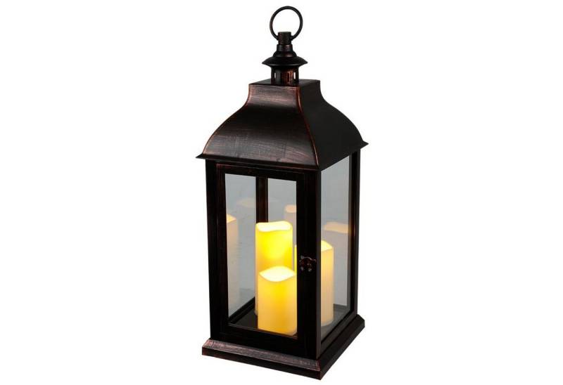 BURI Kugelleuchte Laterne mit Flackereffekt LED-Kerzen Windlicht Timer von BURI
