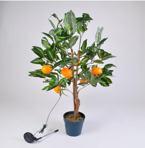BURI LED Solar Mandarinen-Baum 90cm Orangen Bäumchen Obstbaum Kunstpflanze Gartendeko von BURI