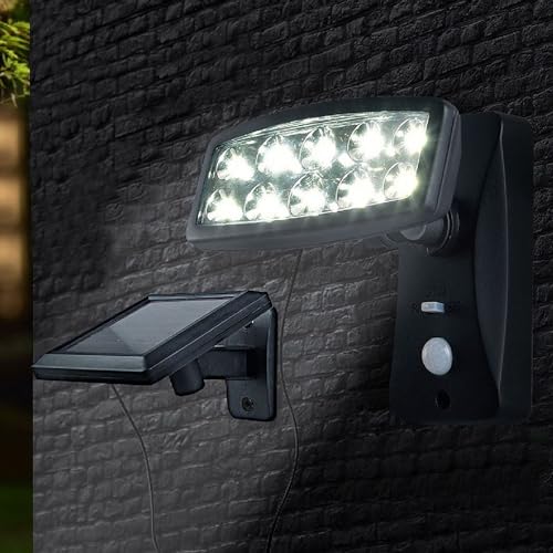 BURI LED Solar-Strahler mit Bewegungsmelder Wandlampe Außenleuchte Gartenlampe von BURI