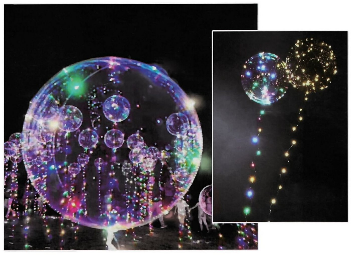 BURI Folienballon 6x LED Heliumballon Luftballon Lichterkette bunt Partydeko Hochzeit St von BURI