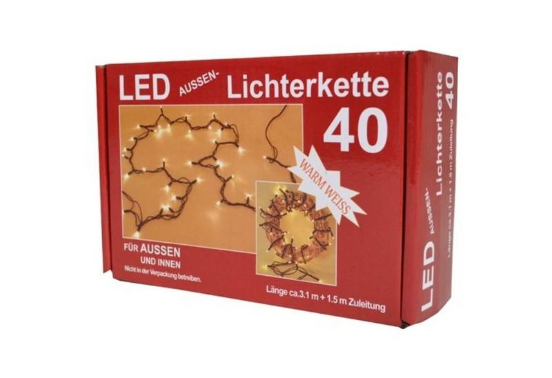 BURI Lichterkette Außenlichterkette 40 LED Lichterkette warm weiß Außenbeleuchtung von BURI