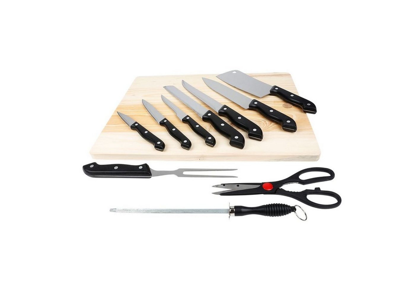 BURI Messer-Set Messer-Set 11-tlg Schneidebrett Küchenmesser Fleischmesser Brotmesser von BURI
