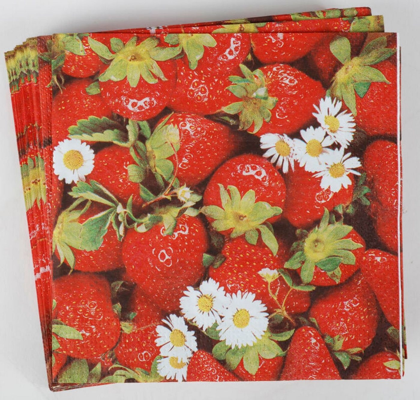 BURI Papierserviette 24x 20er Packung Servietten 33x33cm 3-lagig Erdbeeren Früchte 480 Stüc von BURI