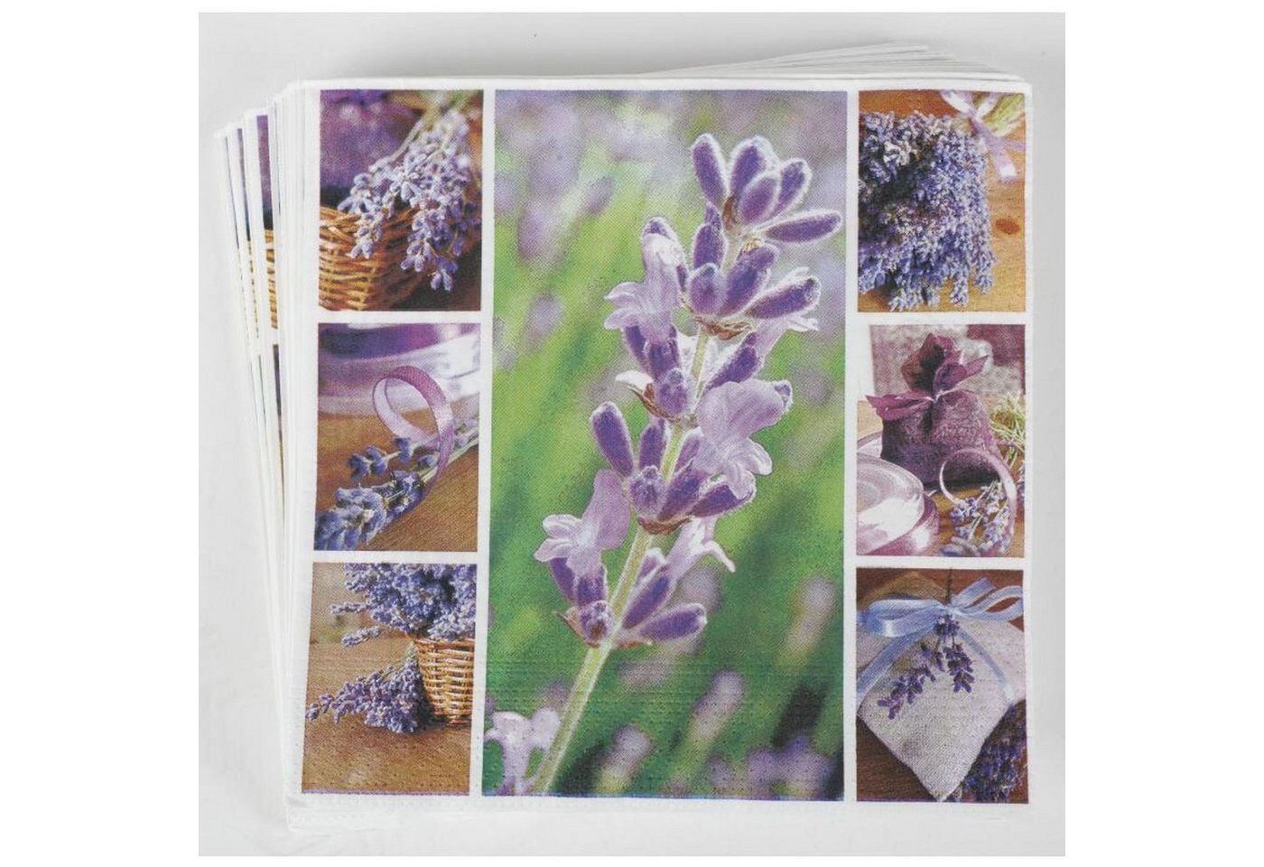 BURI Papierserviette 24x 20er Packung Servietten 33x33cm Papiertuch 3-lagig Blumen Lavendel von BURI